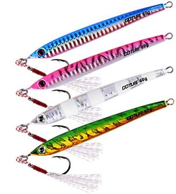 Goture Jigging Offshore Jigging Szybki Długi Jig Szybki Opada Metalowy Jig Zestaw Twarda Przynęta 60g 60g Zestaw Przynęt Jigowych Świecący