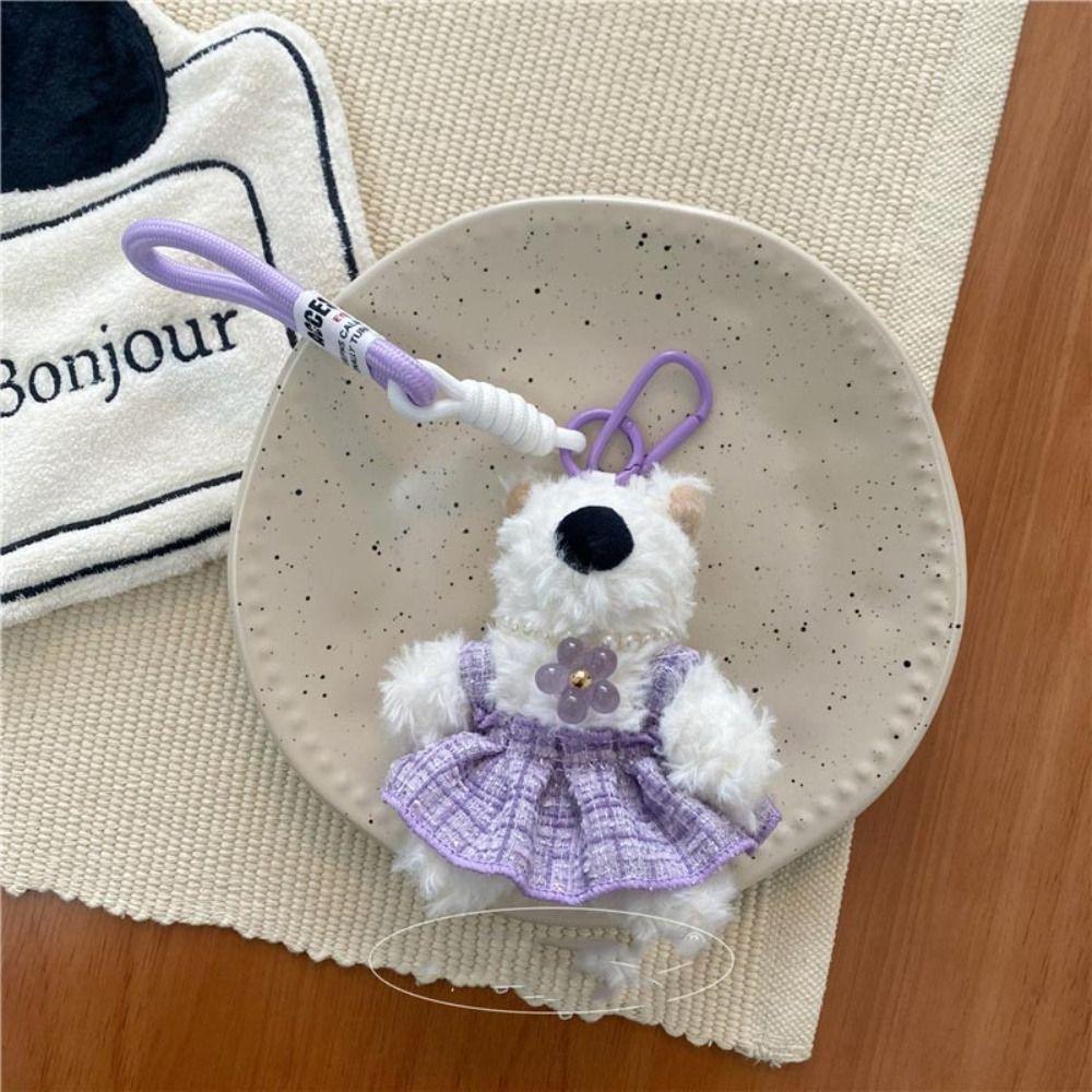 

Stuffed Toy Plush Puppy Bag Pendant with Glasses Dog Doll Plush Keychain Girls red-style1