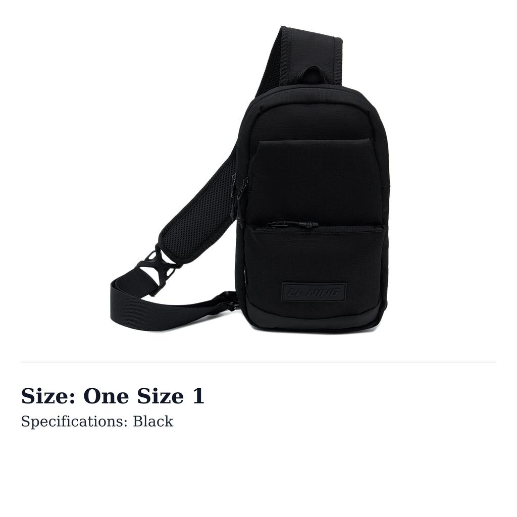 Li Ning Athleisure Fabric Crossbody Bag, Shoulder Bag, Sling Bag Regular Unisex Black ABST021-1