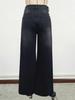 Women's Riveted Black Washed Denim Jeans - Casual Loose Straight Leg Pants for Spring/Summer