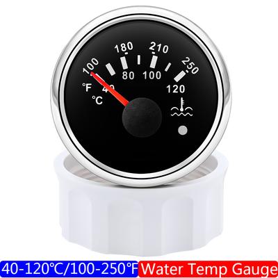 40~120℃ 100~250℉ Water Temperature Gauge with Alarm 2" 52mm Water Temp Meter Red Backlight for Auto Car Boat Yacht 12V24V Custom