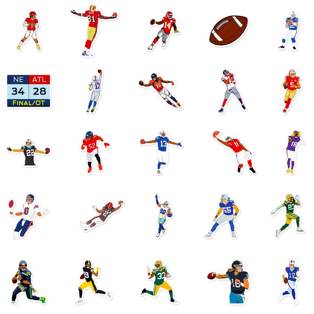 50 Rugby Stickers Outdoor Sports Ball Classic Action Stickers Skateboard Luggage Football Stickers