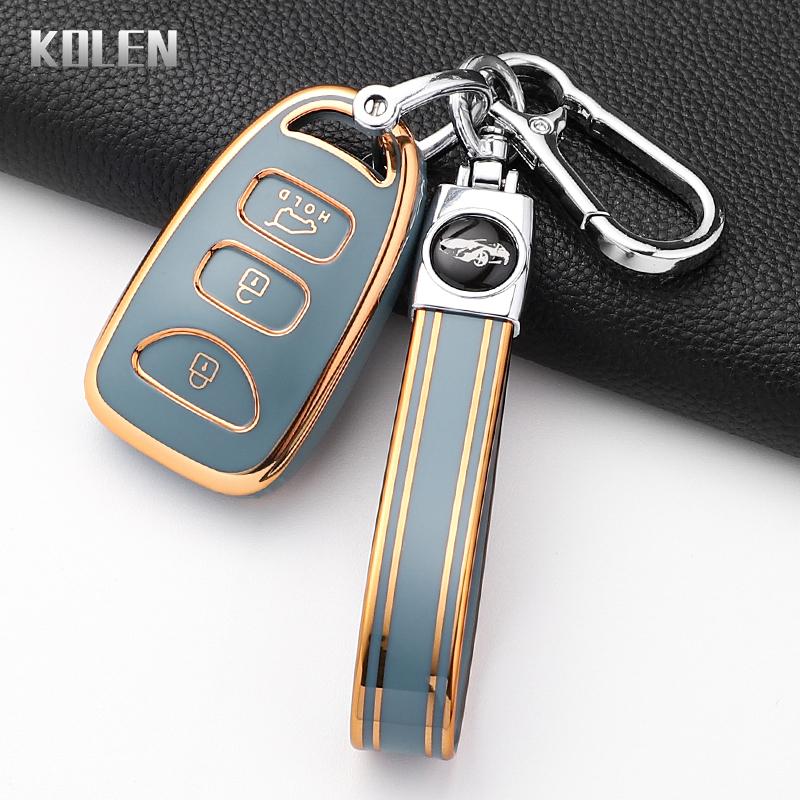 Fashion Tpu Car Key Case Cover For Hyundai Kia Tuscon Elantra Rio Sportage Rondo Accent Protected Shell Keychain Fob Accessories