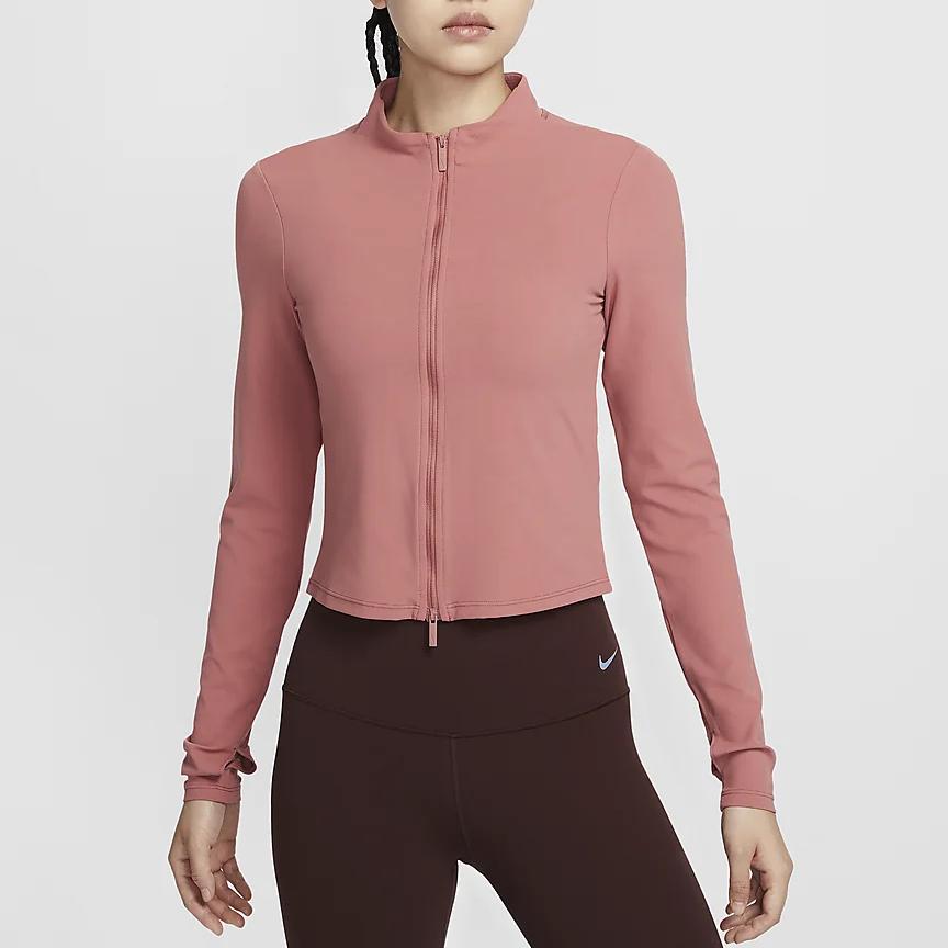Nike Zenvy Dri-FIT Jacke mit durchgehendem Reißverschluss, lang, weich, bequem, Damenjacken, Rock-Pink FV7424-634