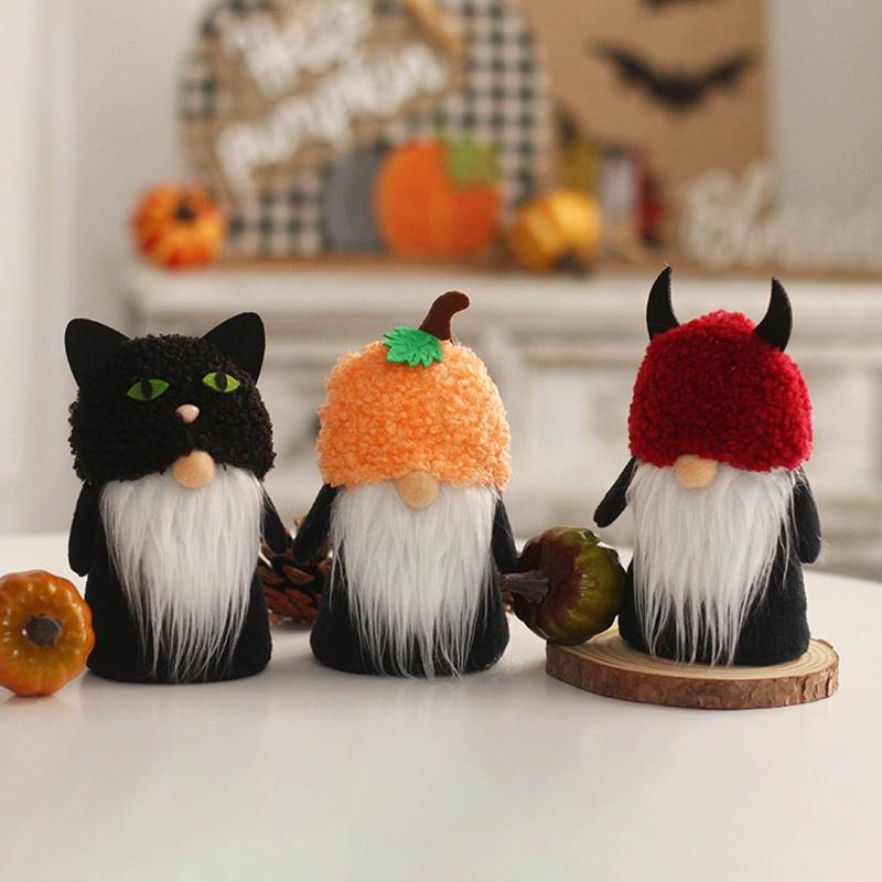Halloween Bat Black Pumpkin Ornament Doll Creative Faceless Dolls for Home New Year Birthday Wedding Party