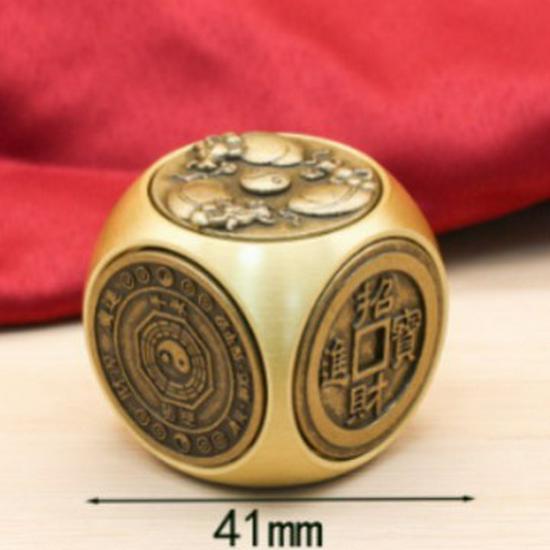 Zodiac Luck and Wealth Brass Fidget Cube: Eight-Sided Rotating Spinner
