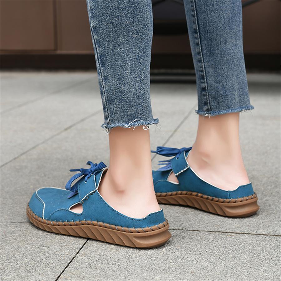 Damen Sandalen mit offenem Rücken Sommer Slipper Mules Schuhe Geschlossene Zehen Hausschuhe Komfort Lässig Strandschuhe Übergröße