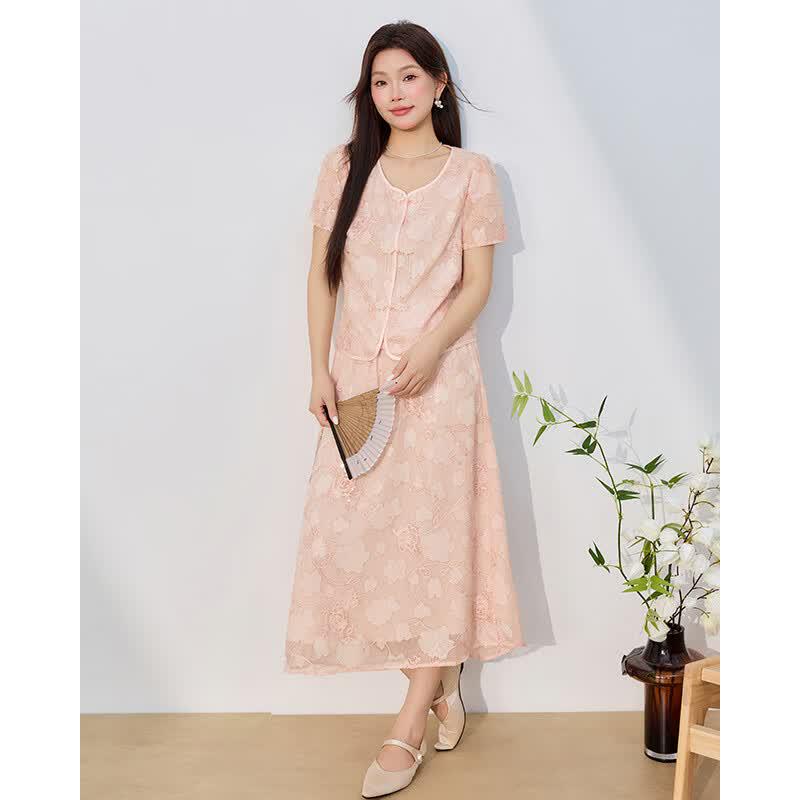 IEF 2026 Summer French Romantic Slimming Dress Set for Curvy Figures