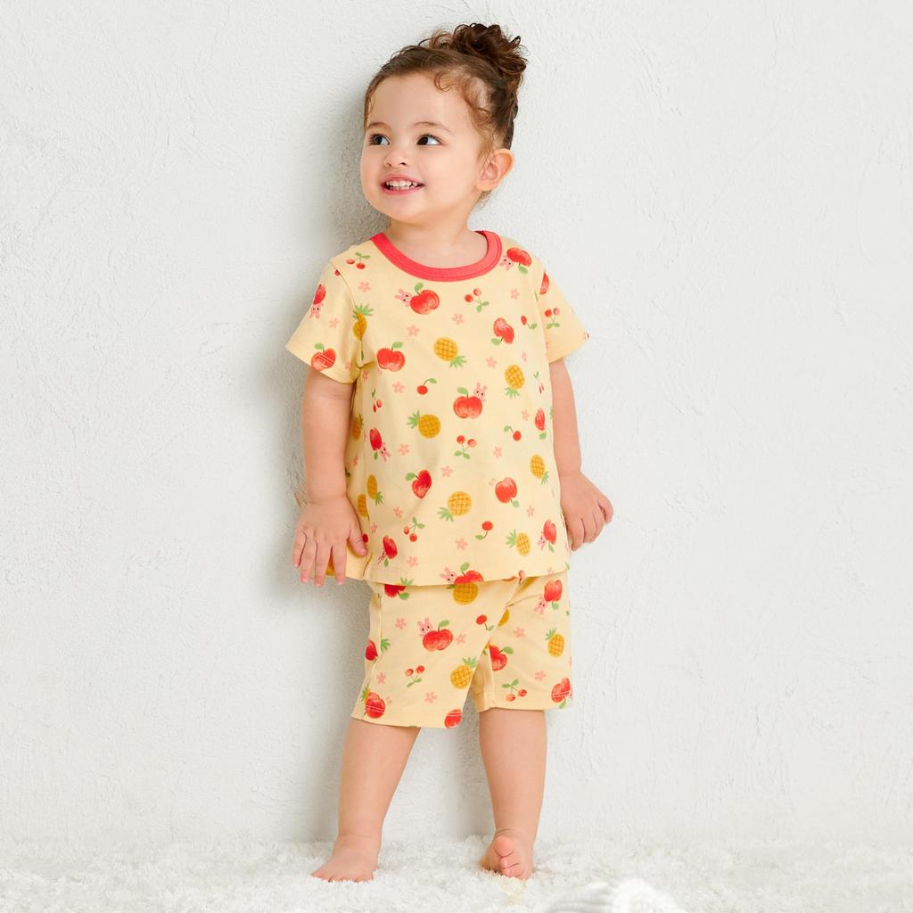 HOT pajamas for boys and [MIKIHOUSE BISCUITS] Short-sleeved girls, baby, kids, children's clothing, yellow, 110cm, 70-7335-144