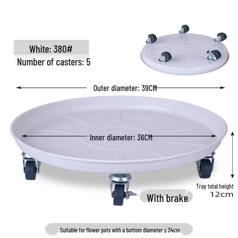 Metal Mobile Flower Pot Tray with Wheels