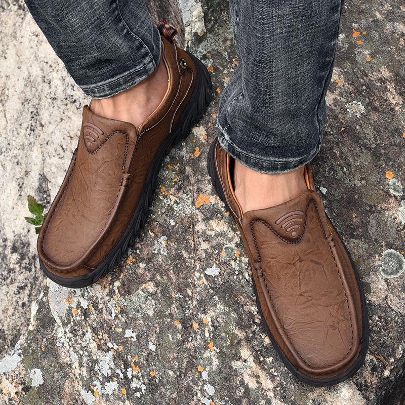 Luxury Tooling Men'S Shoes Genuine Leather Loafers Men Casual Shoes Male Footwear Quality Mens Slip-On Outdoor Shoes Big Size 47
