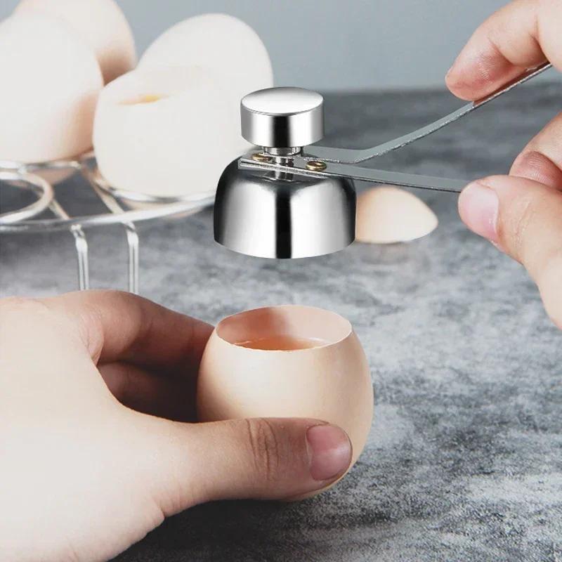 304 Metal Egg Shell Opener Eggshell Cutter Double Head Egg Topper Shell Opener Boiled Raw Creative Kitchen Gadgets Accessories