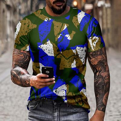 New Summer Men's T-Shirt 3d Printed Cool Camouflage Military Style Outdoor Round Neck Short Sleeved Street Casual Polyester Top