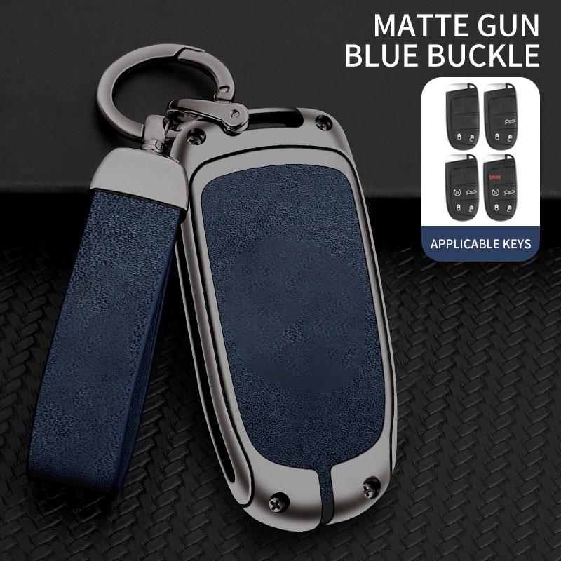 Nueva Funda de Cubierta para Llave de Coche de Aleación y Cuero Para Jeep Grand Cherokee Chrysler 300C Renegade Fiat Freemont Dodge Ram 1500 Challenger Dart