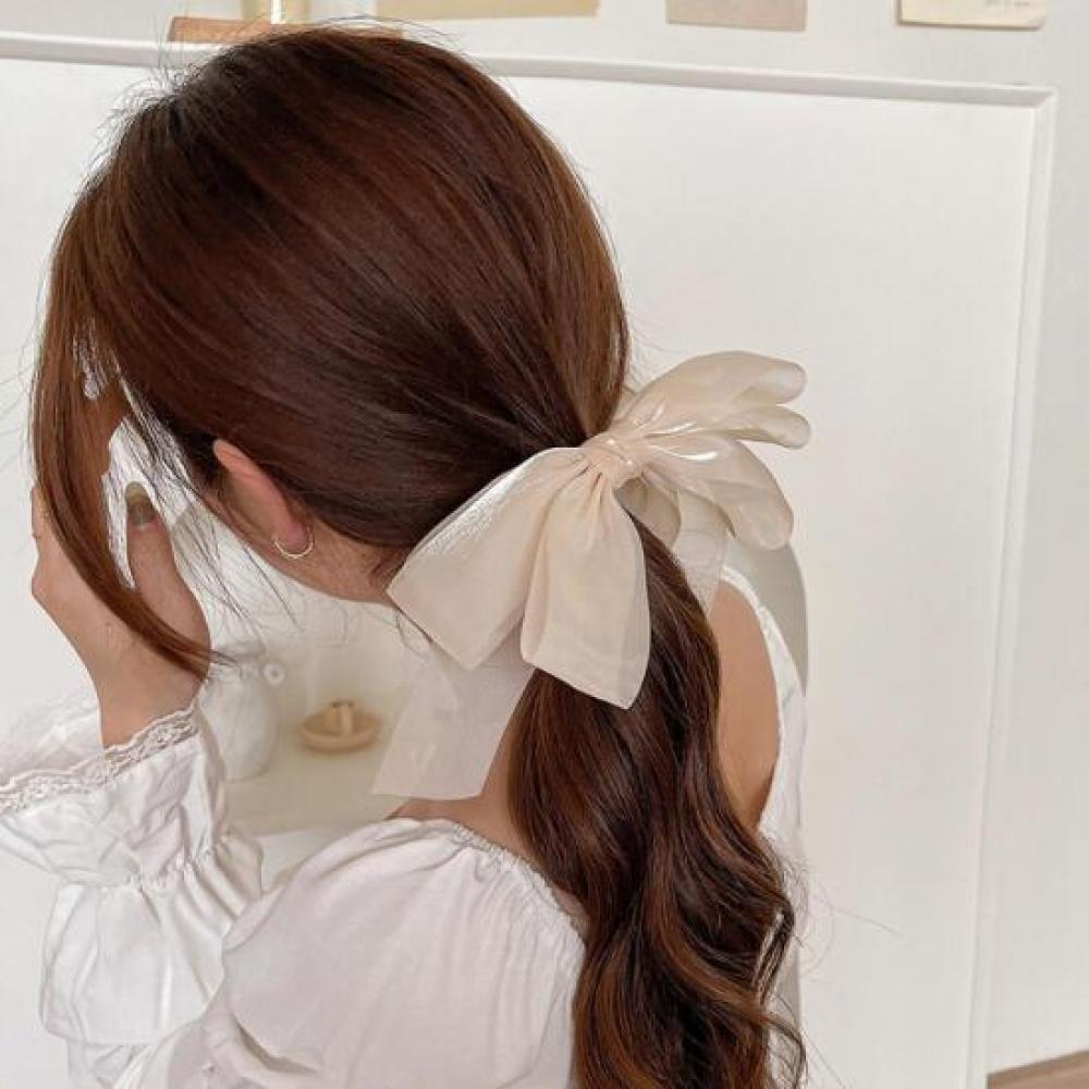 New Arrivals Open Run Banana Pin Ballet Core Big Size Chiffon Ribbon Hair Clip