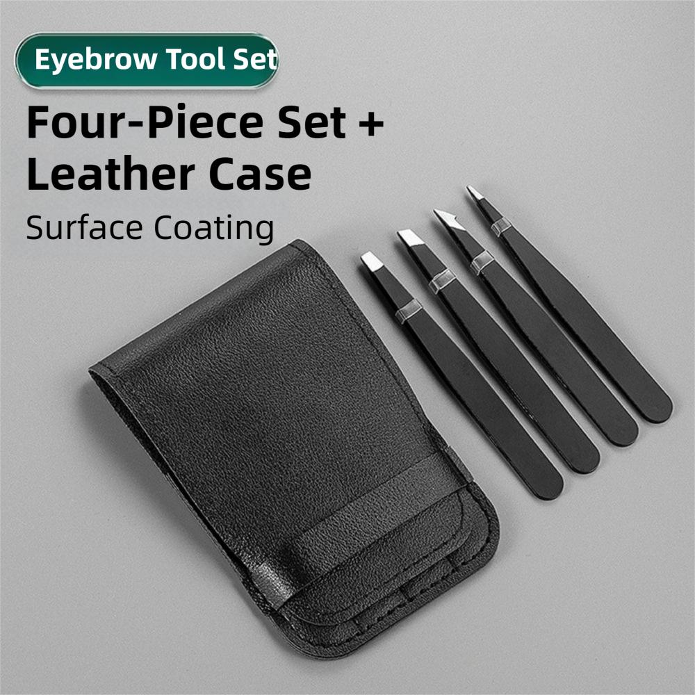 4Pcs/Set Slanted Tip Eyebrow Tweezers Set Ingrown Hair Removal  Facial Hair Removal