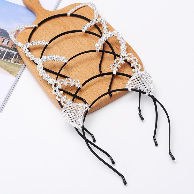 Cute Kawaii Rhinestone Little Devil Cat Ear Headband Hair Clip