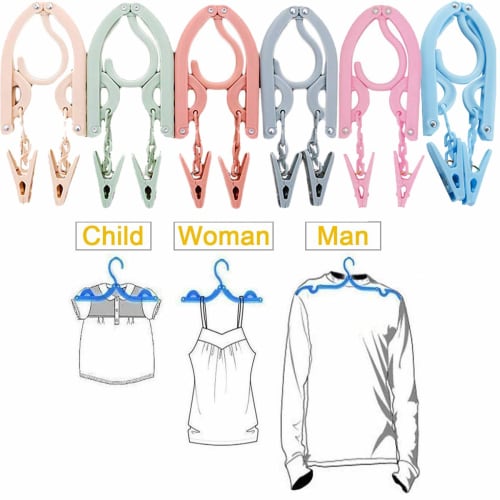 YOUOWO Travel Hangers, Portable 12-Piece Set with 1 Clothesline, Foldable Travel Hanger Set for Travel, Business Trips, and More, Convenient and Light