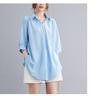 2026 Stylish Cotton Linen V-Neck Casual Plus Size Shirt with Belly Coverage and Wide Hem