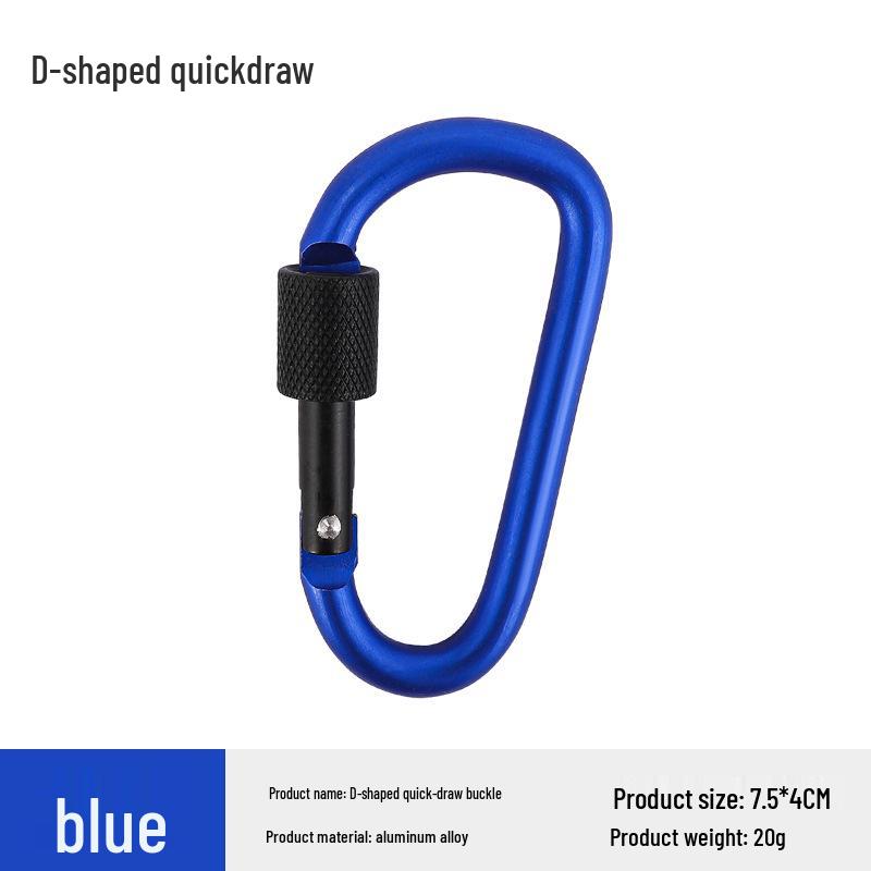Aluminum Alloy Carabiner Quickdraw with Lock – Keychain D-Ring Hook & Backpack Buckle for Water Bottle or Wind Rope.