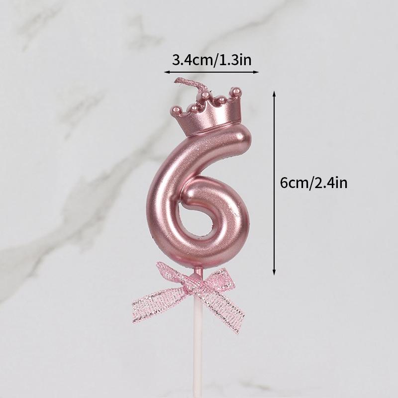 Pink Crown Candle Birthday 0-9 Number Cake Decoration Digital Candles Dessert Insert Decor Party Anniversary Day Cake Decor