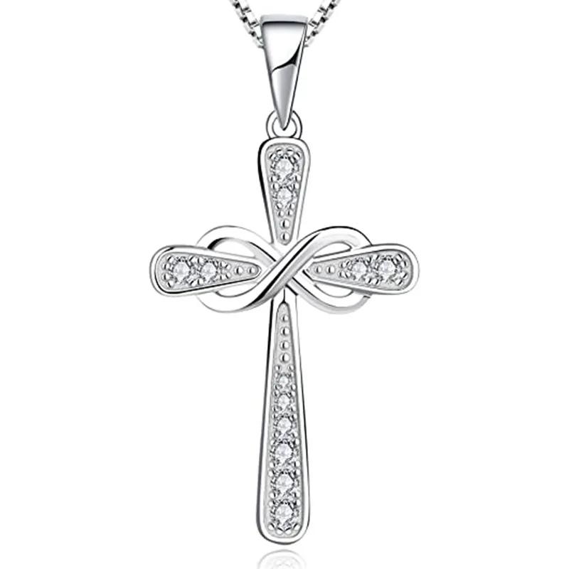 

Twist Cross Design Women s Pendant Necklace Copper Color Box Chain Exquisite Bridal Accessory Fancy Gift Fashion Zircon 45cm