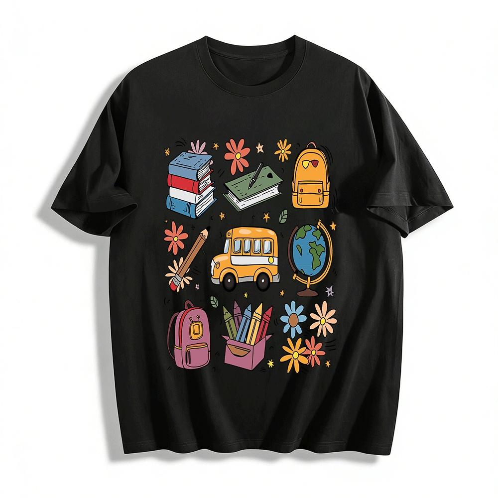 Back to School Stationery Print Casual Top for Kids Pure cotton T-shirt XXS