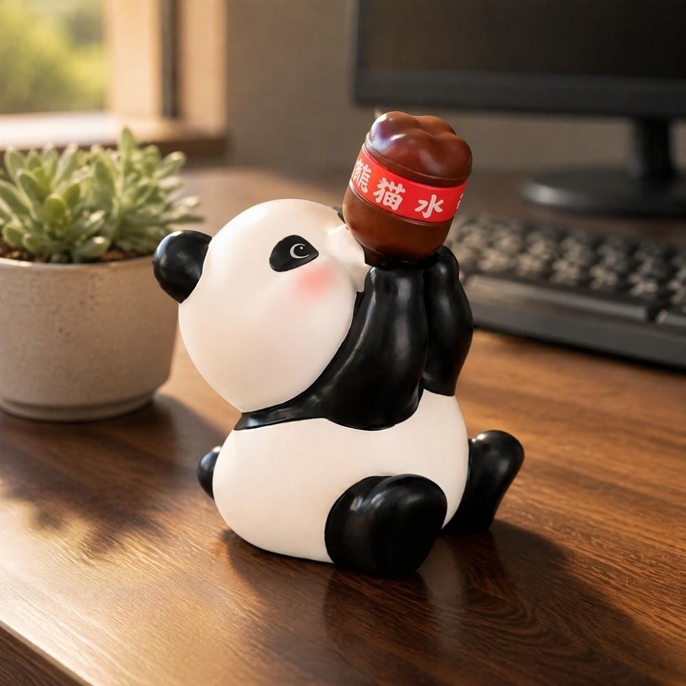 Small Size Mini Animal Figurine Drinking Coke Pose Animal Cake Topper Dashboard Decoration