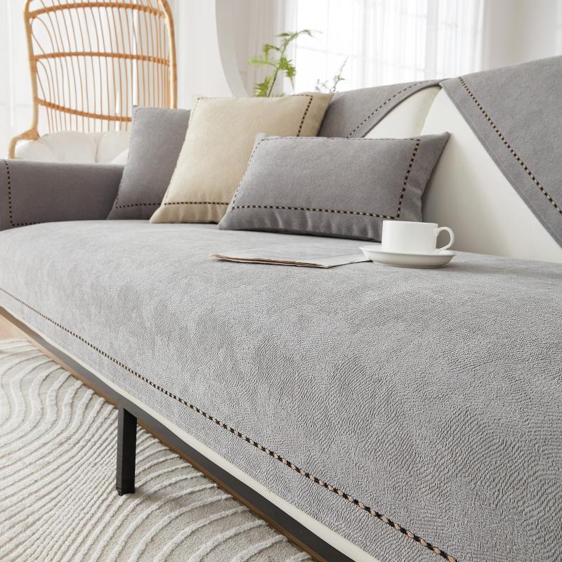 

Подушка для дивана из синели, универсальная однотонная подушка для четырех сезонов, простая современная нескользящая ткань для чехла на диван 90*210cm