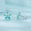 Turquoise Starfish Threaded Earring Summer Fresh S925 Sterling Silver Star Stud Earrings