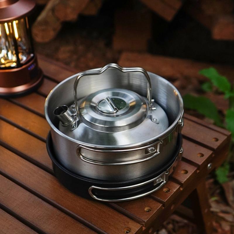 Stainless Steel Kettles Outdoor Camping Kettles Aluminum Water Portables Pots for Outdoor Hiking Backpacking