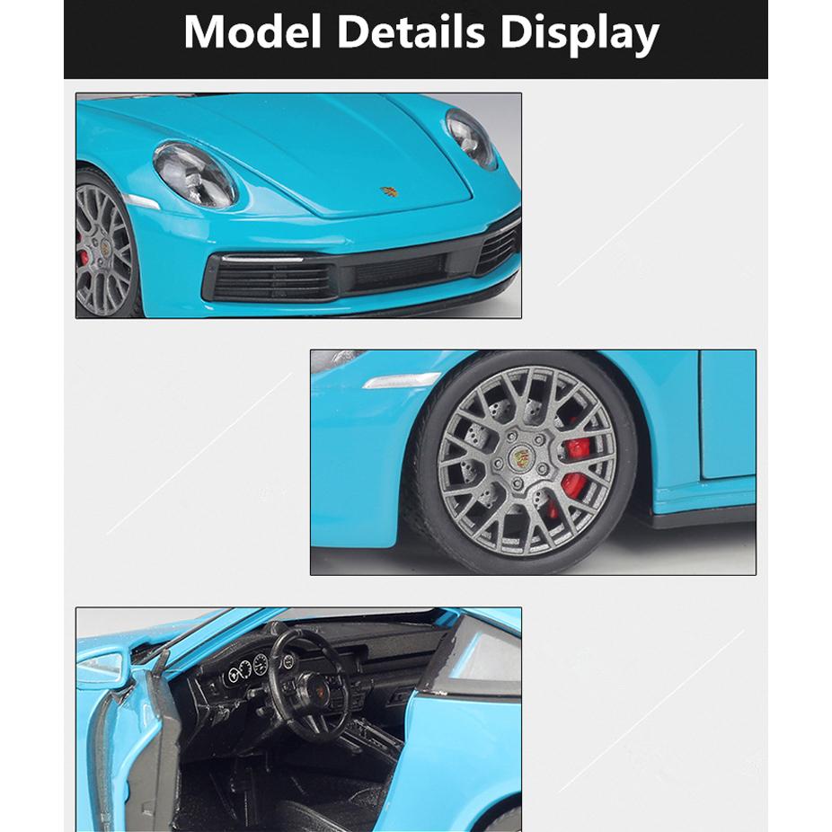 1/24 Welly Porsche 911 Carrera 4S Coupe Model de mașină sport din aliaj turnate sub presiune Vehicule de jucărie din metal Model de mașină de simulare Cadouri pentru copii
