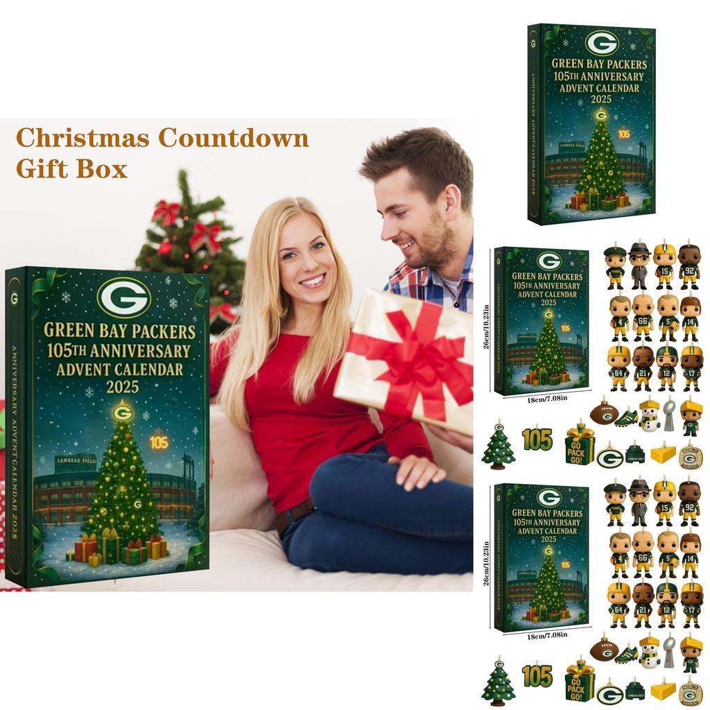 Kalendarz Adwentowy Rocznicowy Green Bay Packers Akrylowa Dekoracja Świąteczna Prezent Dla Fanów Sportu