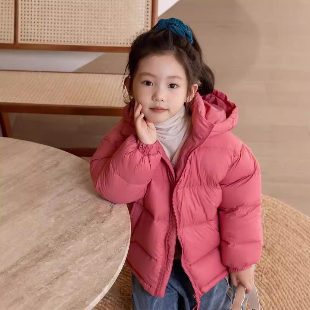 2-10Y Children's Solid Colour Down Jacket Boys and Girls Winter Warm Coat Baby Duck Down Coat Children Hooded