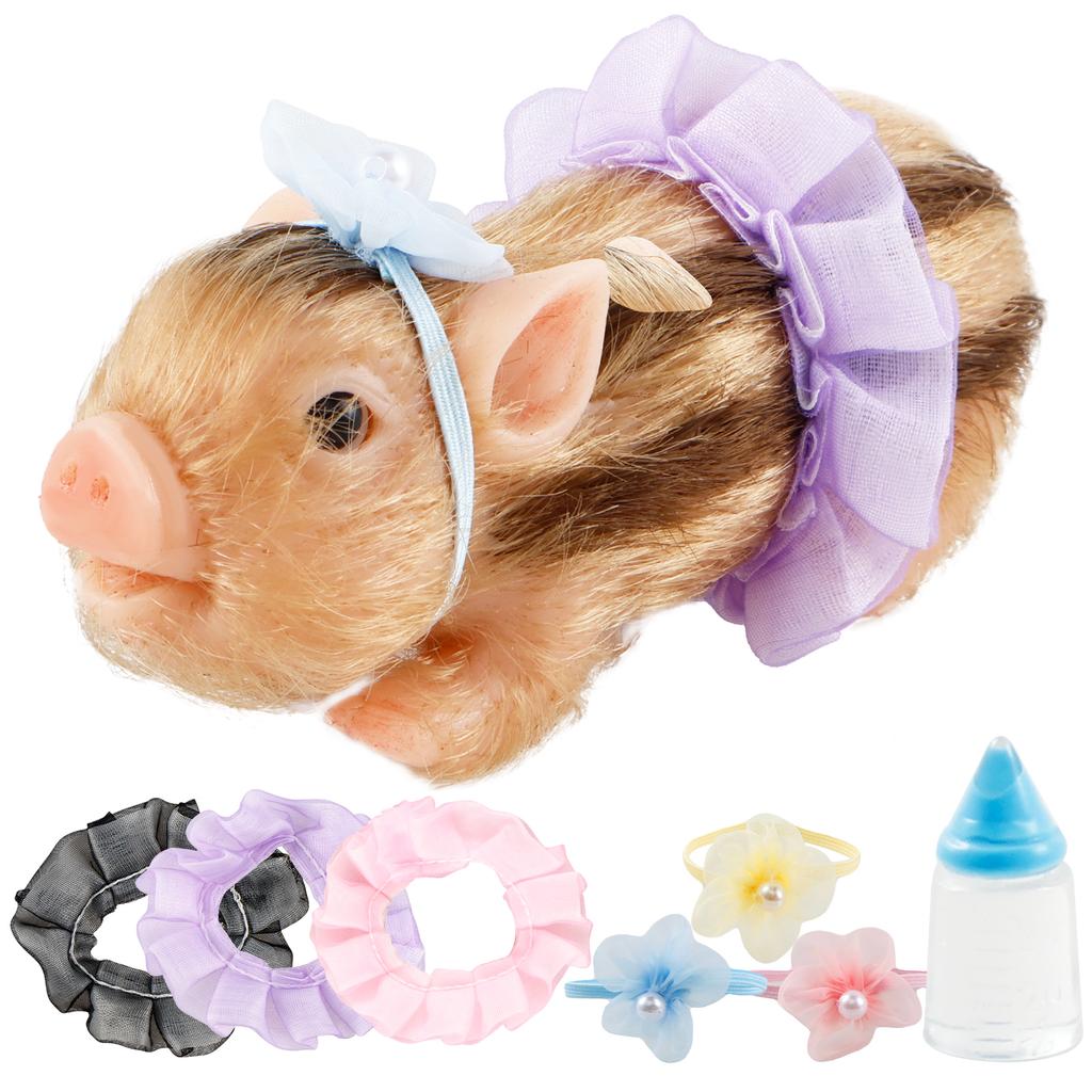Mini Pig Doll Toys Soft Silicone Piggy Ornaments Lifelike Newborn Pig Doll Toys with Clothes Accessories Kids Christmas Gifts