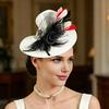 Top Hat with Strong Clip, Feather Mesh Flower Decor Fascinator Hat, Dance Costume Headpiece for Venice Carnival Masquerades Theme Parties