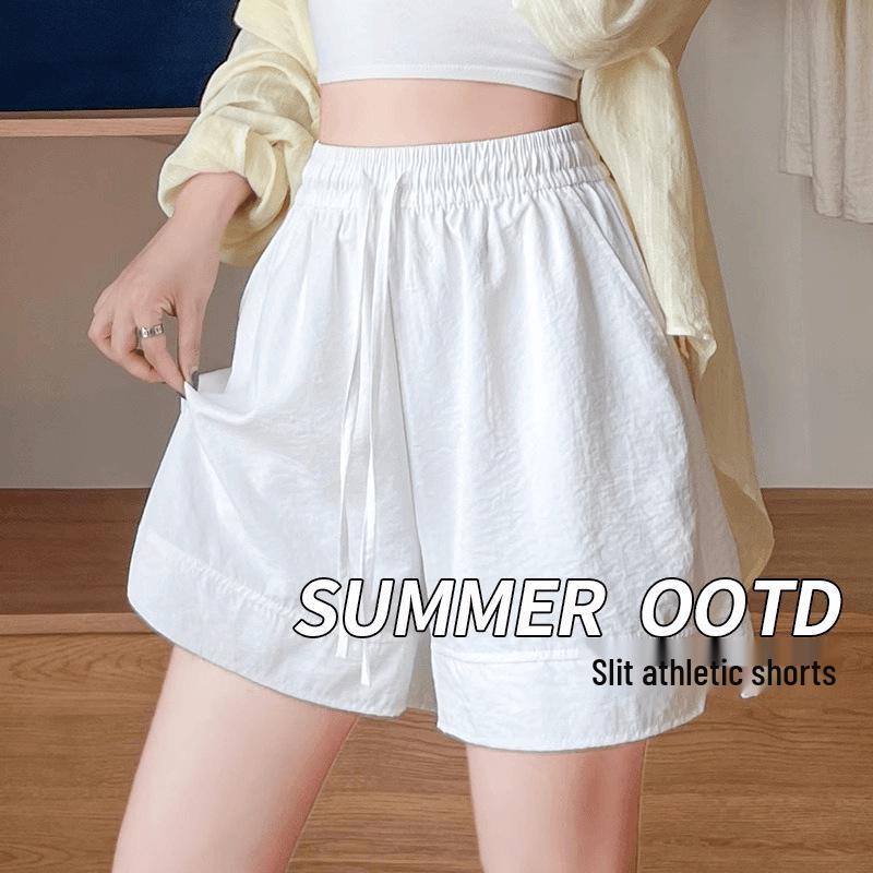 

Women s American Style Quick-Dry Ice Silk Sports Shorts - Summer 2026, Wide Leg, Petite Fit 2XL [146-160 lbs] белый