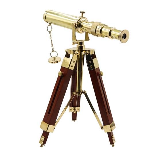 Brass Telescope with Wooden Tripod