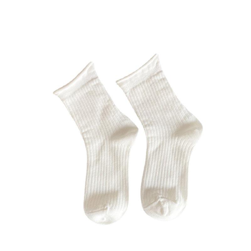 White Cute Japanese JK Lace Socks for Women - Trendy Mid-Calf, Spring & Summer Long Lolita Style