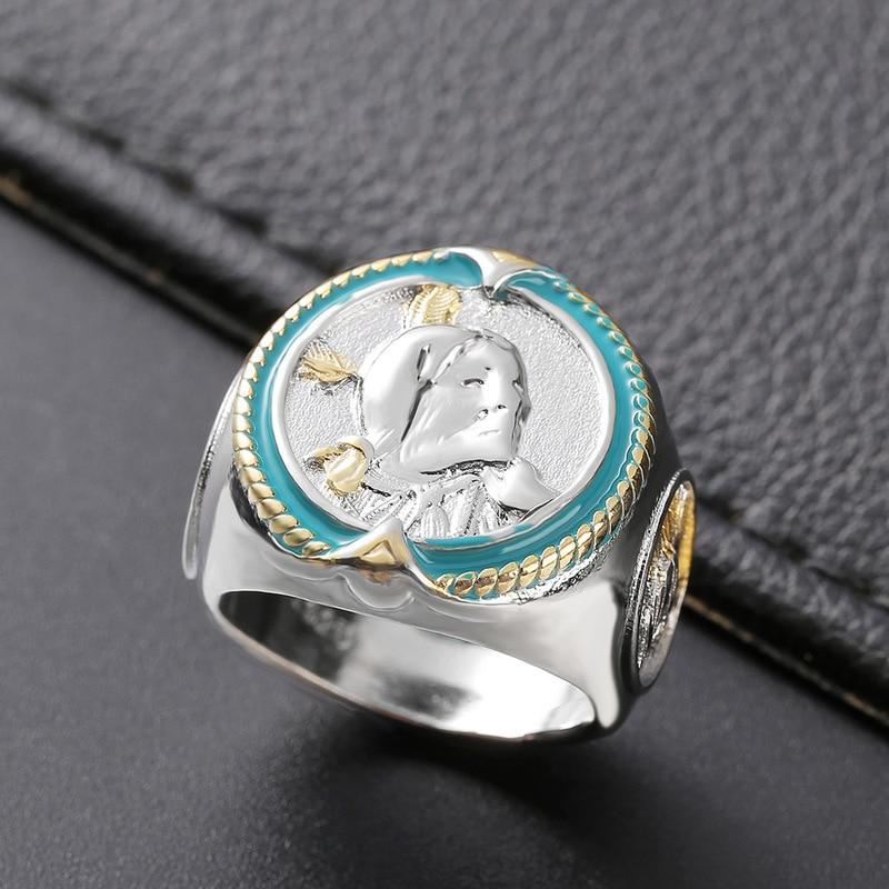 Indian Chief Hip Hop Pirate Eagle Ring Western Ethnic Cowboy Style Ring dla mężczyzn Vintage 925 Silver Jewelry