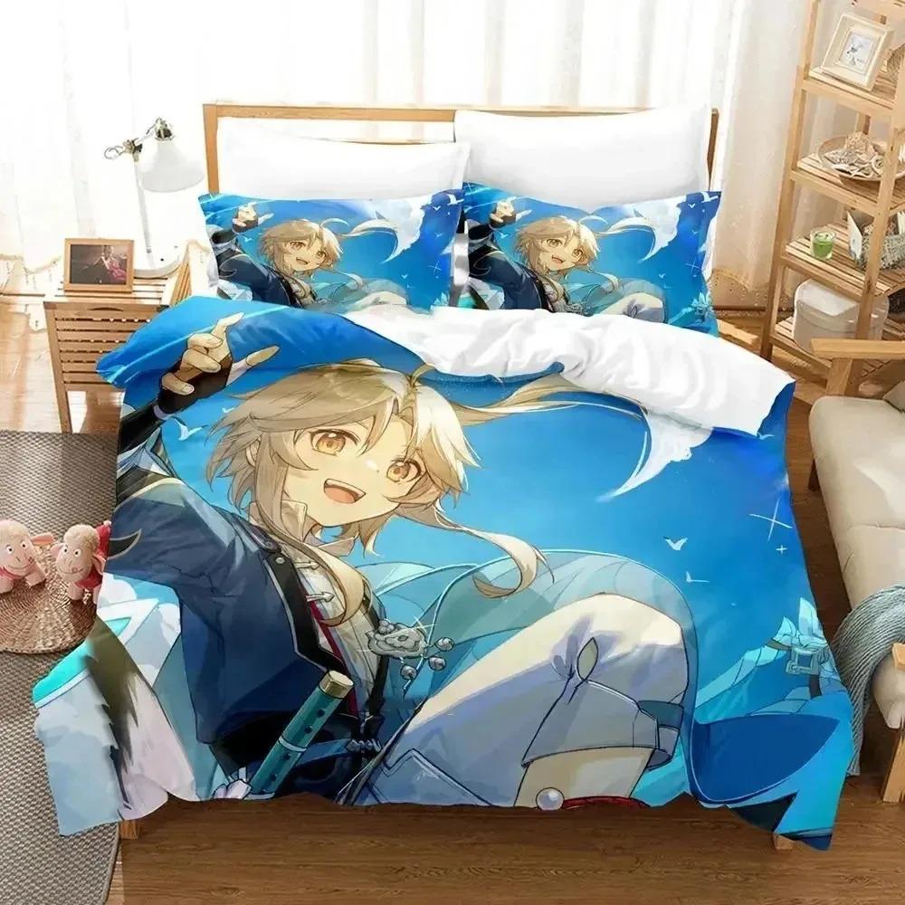 Anime Honkai Star Rail Bedding Set Duvet Cover Bed Set Quilt Cover Pillowcase Comforter king Queen Size Boys Adult Bedding Set