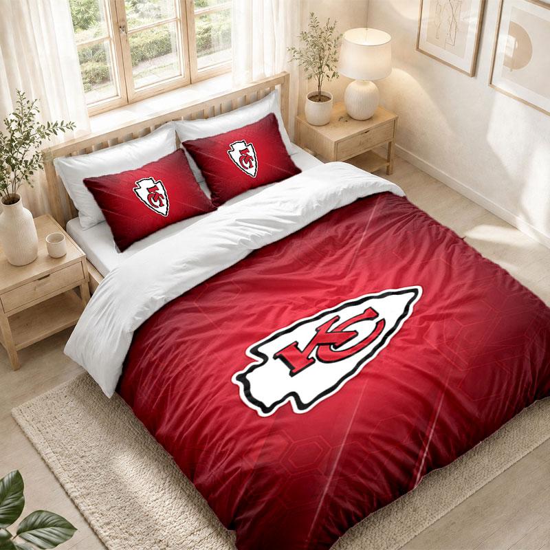 Bedding Set 1 Duvet Cover 2 Pillowcases Kansas City Chiefs Print Bedroom Home Decoration
