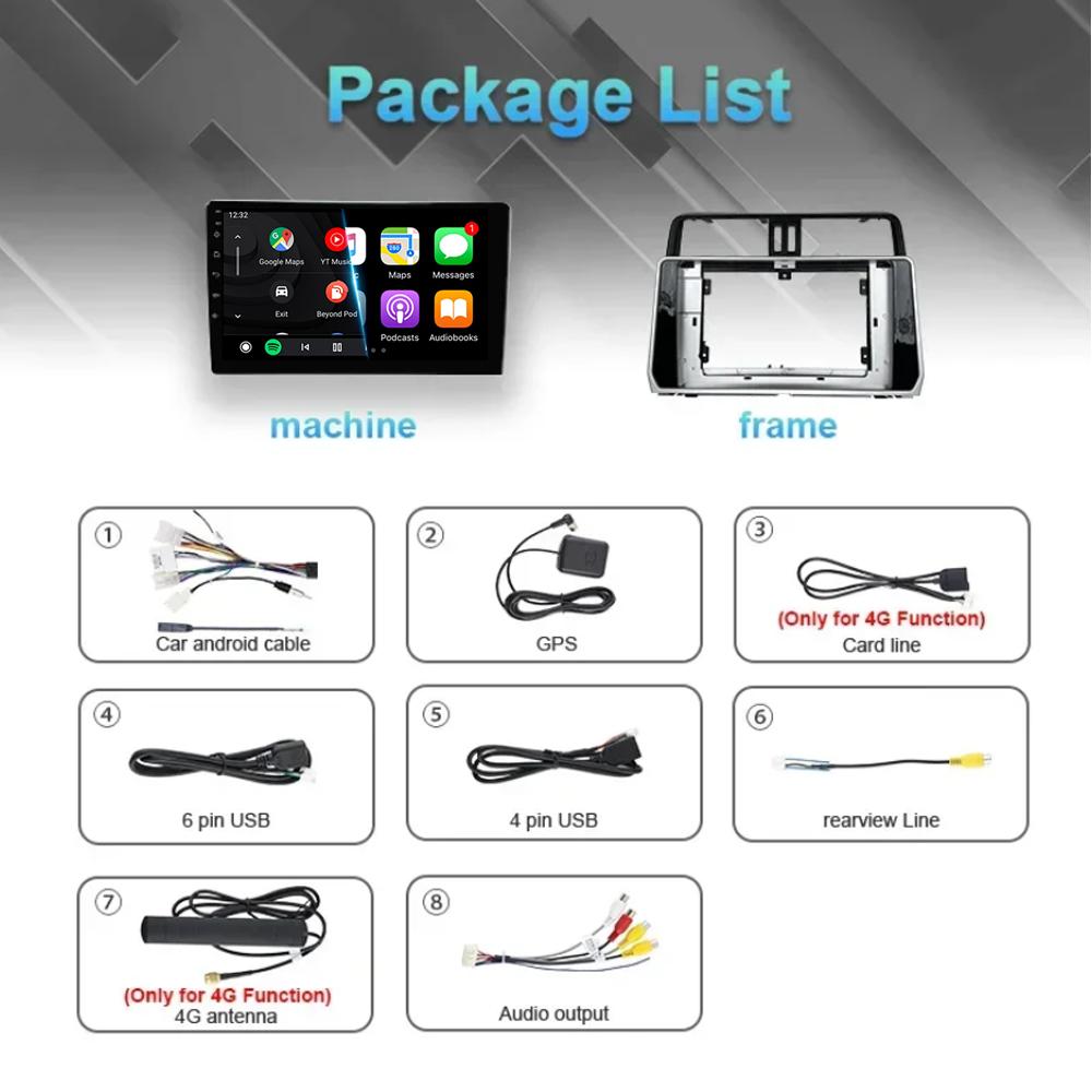 For Toyota Land Cruiser Prado 150 2018 2019 - 2025 Carplay 360 Camera Auto Android 14Car Radio Multimedia Player GPS Stereo Wifi