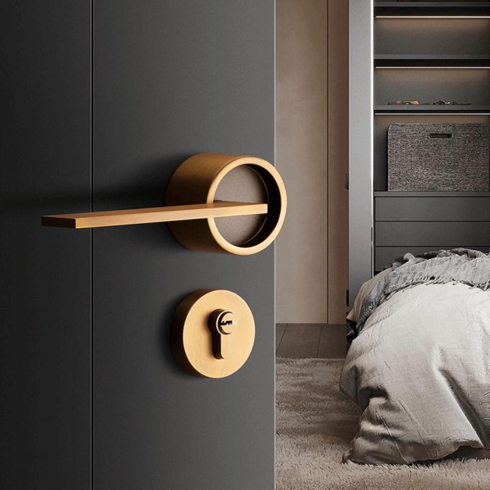 Zinc Zinc Zinc Alloy Door Handle Lock Mute Mechanical Deadbolt Lock Round Door Lock  Bathroom Door