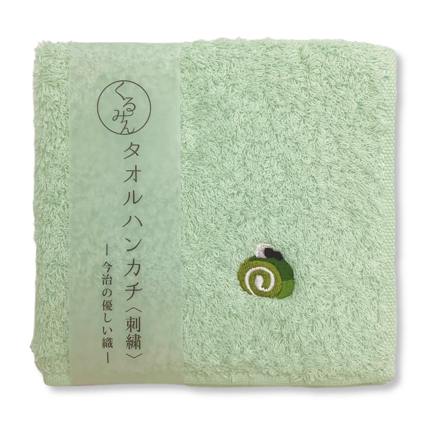 Kyosuke Japanese-made Hand Towel, Imabari-made, 100% Cotton, Approx. 25 x 25 cm, Matcha Green Tea, Roll Cake, Green, Kurumin, Japanese Pattern, Food