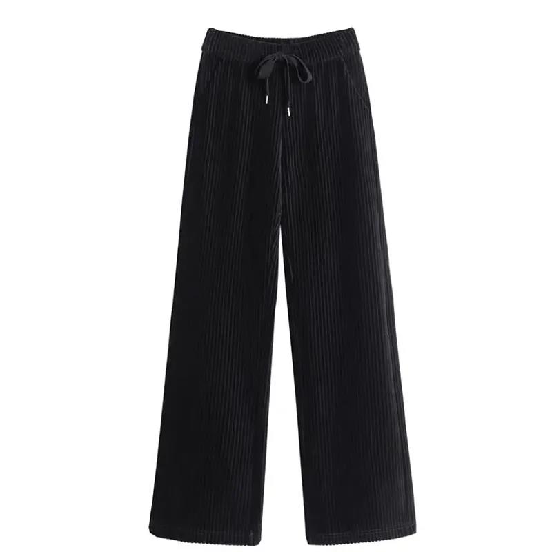 Winter Corduroy Plus Size Plus Velvet Thick Warm Wide-leg Pants Women's Corduroy Pants Drape Casual Pants Are Thin and Fashionable