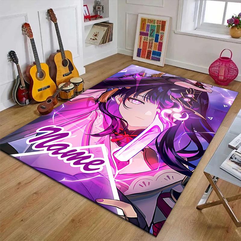 Custom Genshin Impact Mat Personalized Name, Polyester Washable Indoor Entryway Rug, Gift for Christmas, Easter, Thanksgiving Day
