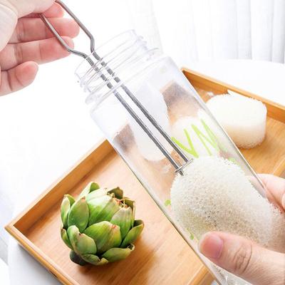 Brosse de nettoyage de tasse à long manche manche en acier inoxydable éponge brosse à tasse ustensile removal de taches tasse