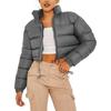 Giacca Piumino Donna Calda Imbottita in Cotone Cappotto Corto Vestibilità Larga Collo Alto Zip Frontale Inverno