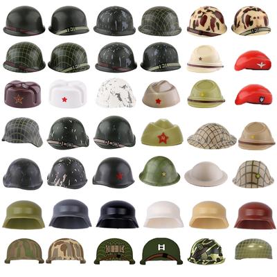 Military WWII MOC Hat Helmet Building Block German US Soviet Soldier Figure Helmet M1 40 Beret Accessories Brick Toy Gift K025